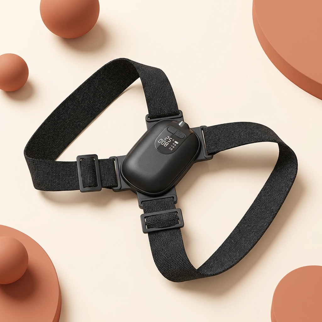 Smart posture trainer on a cream background